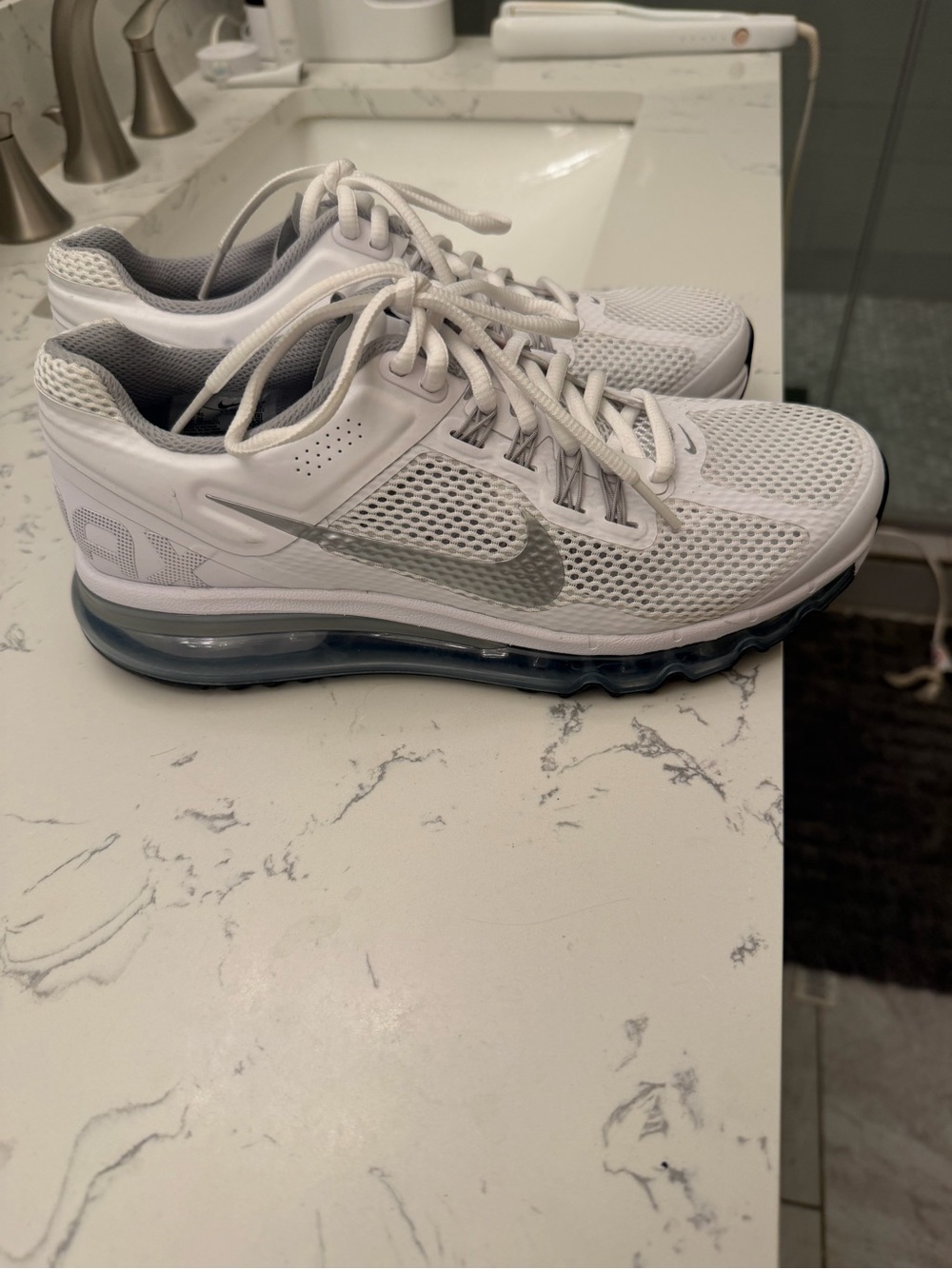 Nike Kids White and Silver Air Max Sneakers